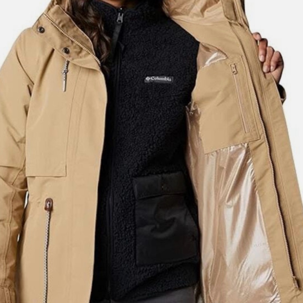 NWOT tan Columbia interchange jacket with detachable fleece insert